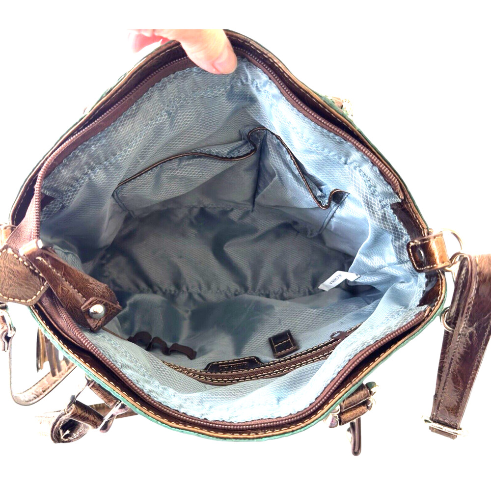 Vintage Madi Clare MC Emerald Green Croc Leather Rhinestone Shoulder Purse. - Picture 8 of 13
